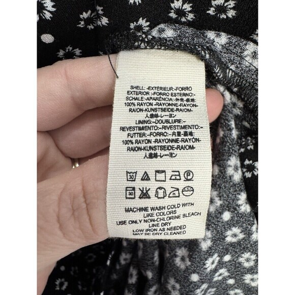 Free People Wonderland Floral Button Up Tunic Dress Size M Black Boho Cottage - Picture 9 of 10